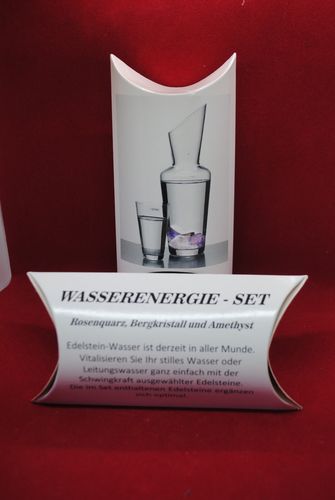 Wasserenergie-SET  Rosenquarz-Bergkristall und Amethyst