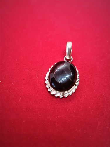 Black Onyx Gemstone Handmade 925 Sterling Silver Jewelry Pendant 3,5cm